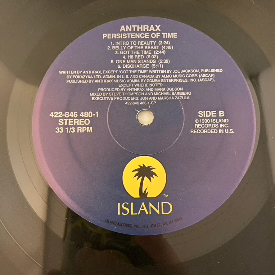Anthrax – Persistence Of Time LP USED VG+/G+ 1990 Pressing - Image 7