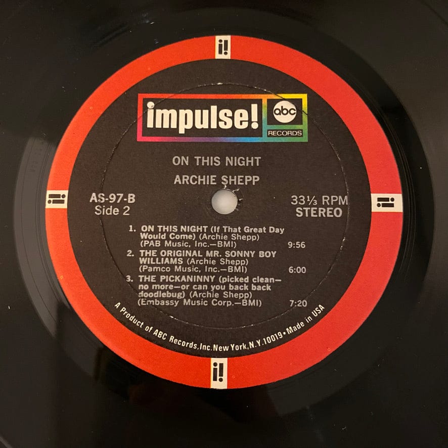 Archie Shepp – On This Night LP USED VG++/VG++ 1968 Pressing - Image 4