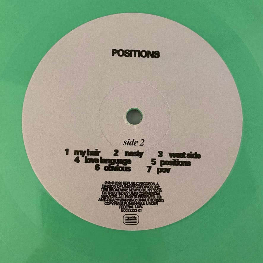 Ariana Grande – Positions LP USED VG++/VG Green Vinyl - Image 6