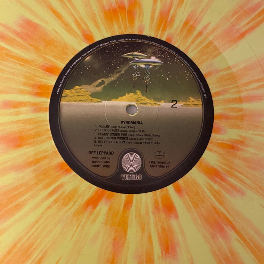 Def Leppard – Pyromania LP USED NM/NM Yellow/Orange Splatter - Image 4