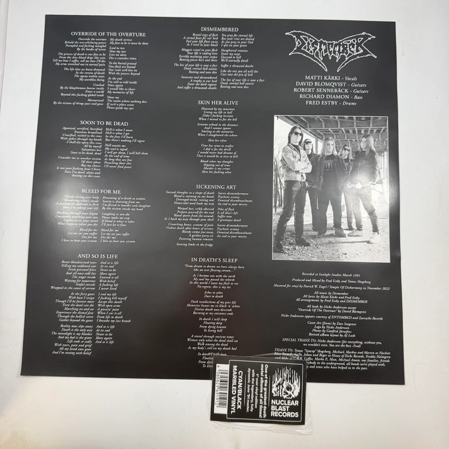 Dismember – Like An Ever Flowing Stream LP USED Vinyl NM/NM Color Vinyl - Image 3
