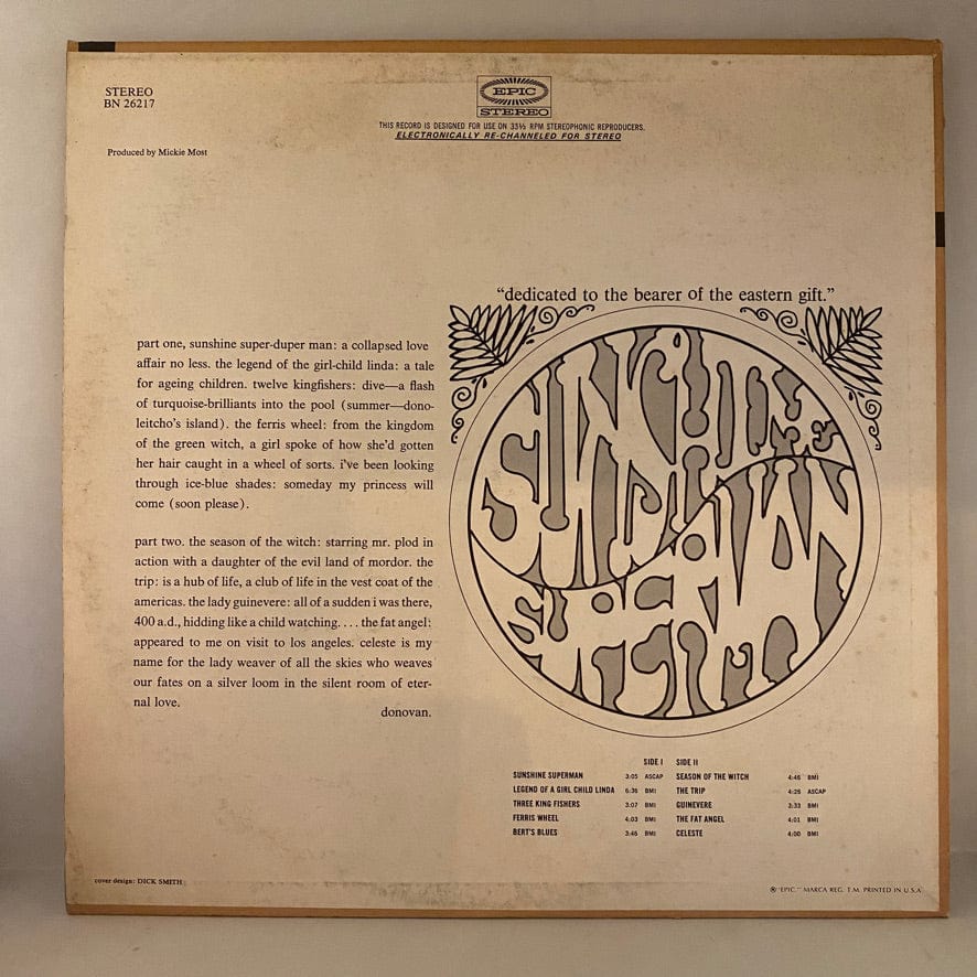 Donovan – Sunshine Superman LP USED VG+/VG+ 1966 Pressing - Image 2