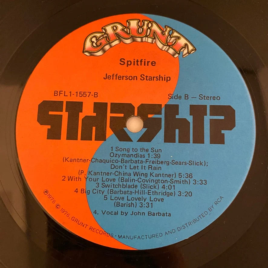 Jefferson Starship – Spitfire LP USED VG++/VG+ - Image 7