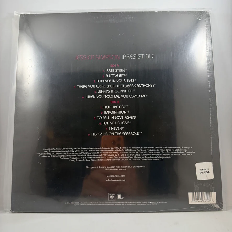 Jessica Simpson – Irresistible LP NOS Vinyl Mint Still Sealed - Image 2
