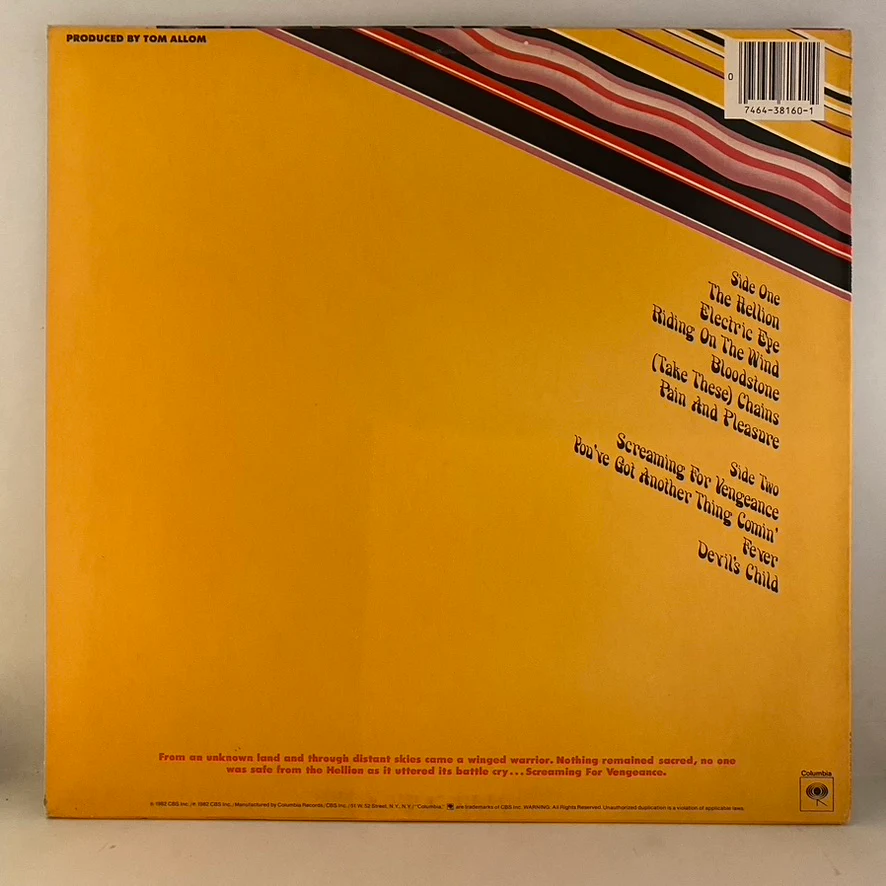 Judas Priest – Screaming For Vengeance LP USED VG+/VG++ 1982 Pressing - Image 2