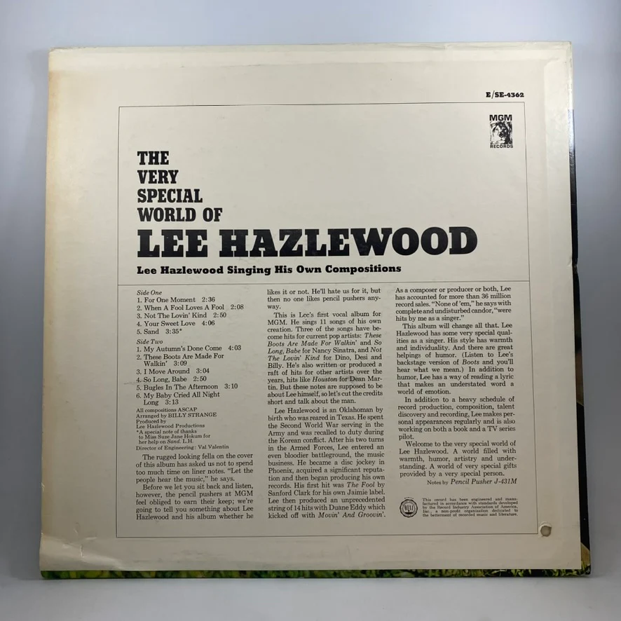 Lee Hazlewood – The Very Special World Of Lee Hazlewood LP USED Vinyl VG++/VG+ - Image 2