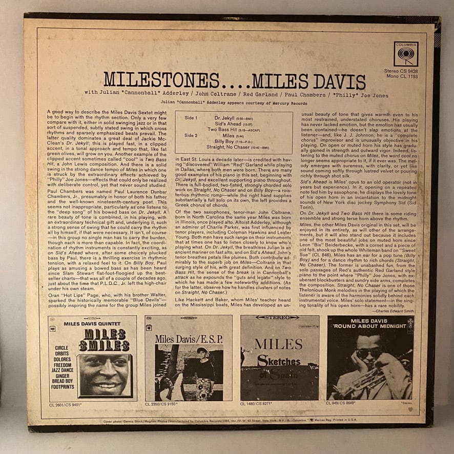 Miles Davis – Milestones LP USED NM/VG+ - Image 2