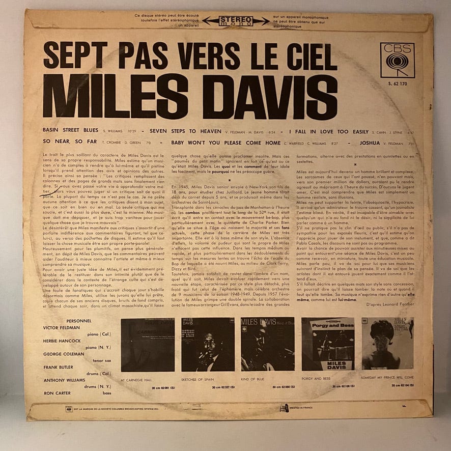 Miles Davis – Sept Pas Vers Le Ciel LP USED VG+/VG French Pressing - Image 2