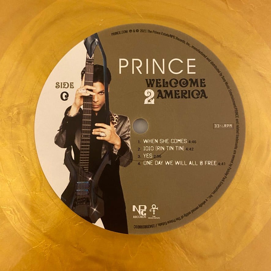 Prince – Welcome 2 America 2LP USED NM/NM Gold Vinyl Side D Etching - Image 5