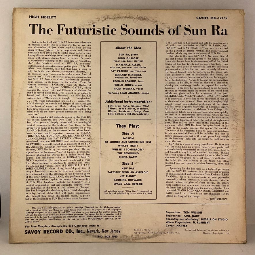 Sun Ra – The Futuristic Sounds Of Sun Ra LP USED VG+/VG Mono Bestway Pressing - Image 2
