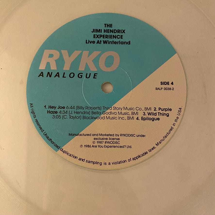 The Jimi Hendrix Experience – Live At Winterland 2LP USED NM/VG+ Clear Vinyl RYKO - Image 8