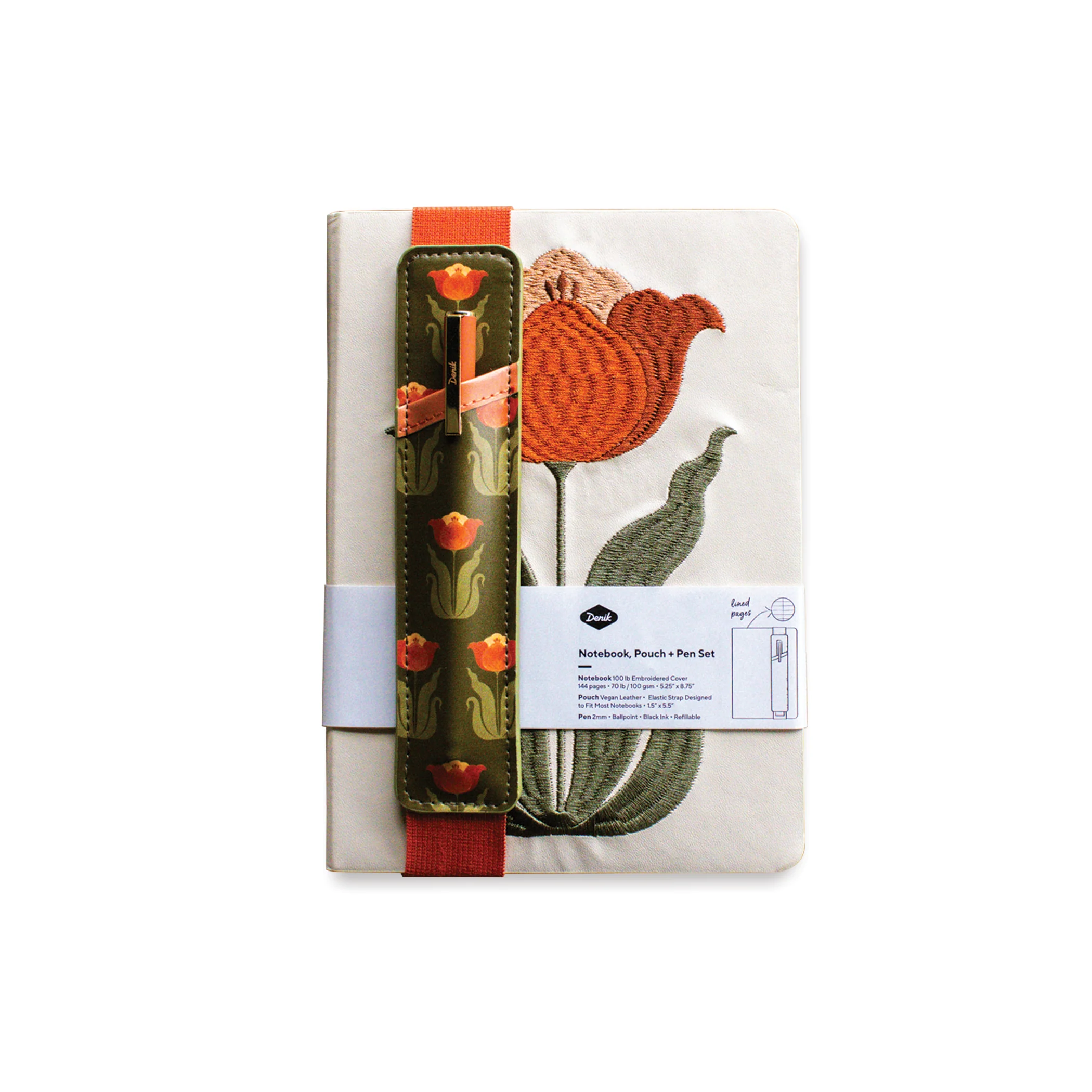 Tulip Embroidered Journal with pen