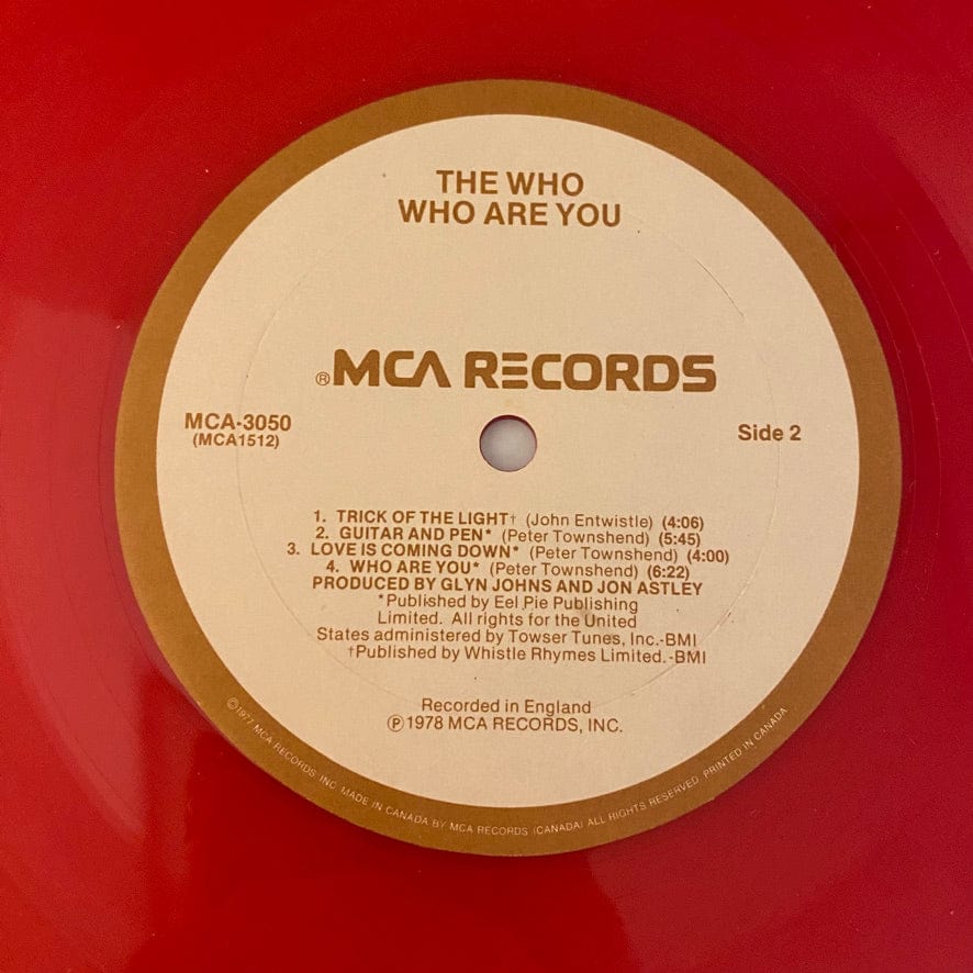 Who – Who Are You LP USED VG++/NM 1978 Red Vinyl Canadian Pressing - Image 4