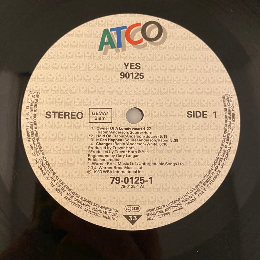 Yes – 90125 LP USED VG++/VG++ German Pressing - Image 3