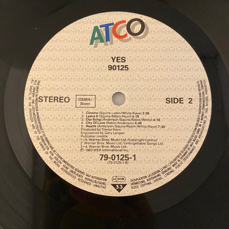 Yes – 90125 LP USED VG++/VG++ German Pressing - Image 4